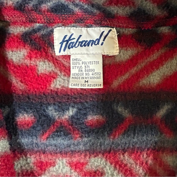 Vintage Haband Aztec Print Fleece Jacket | Red Blue Gray | Medium - Picture 4 of 8